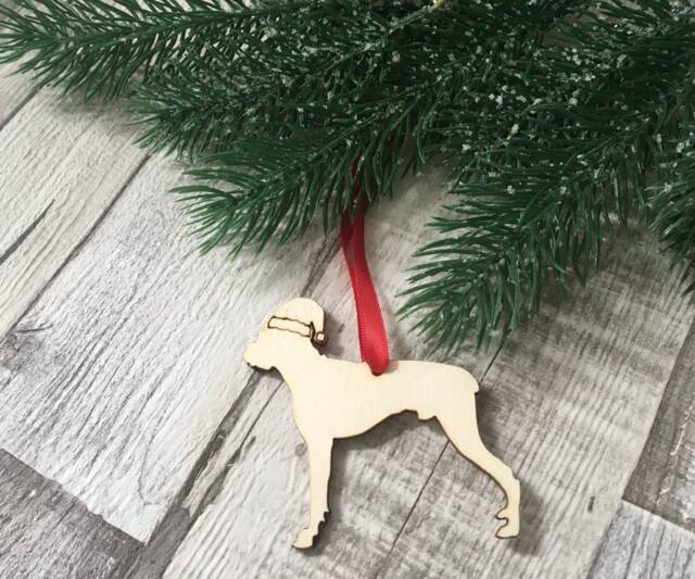 Personalized Boxer Dog Christmas Ornament Laser Cut Poplar Wood - image 1