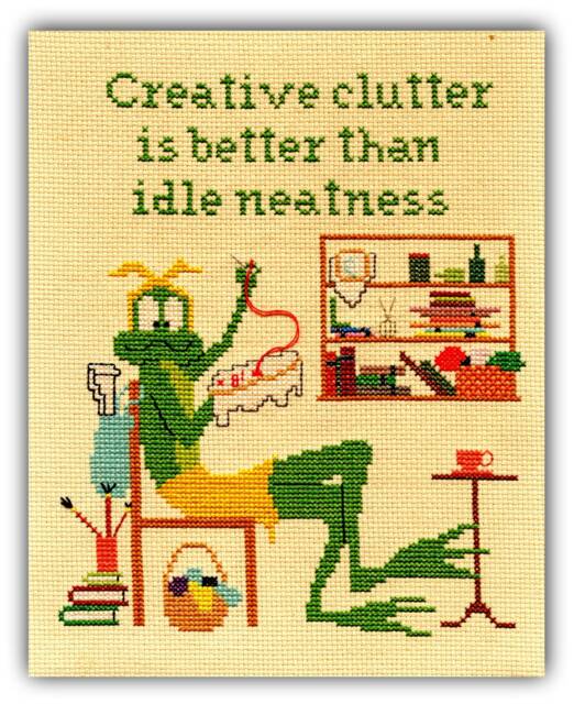 Vintage Frog Art Print, Cross Stitch Froggy Art, Needlepoint Doing Wall Funny Seventies Sewing Print - image 1
