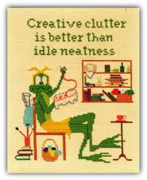 Vintage Frog Art Print, Cross Stitch Froggy Art, Needlepoint Doing Wall Funny Seventies Sewing Print - thumbnail 1