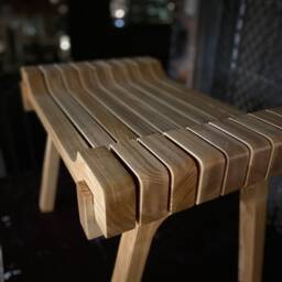 Wooden Stool Living Room Bedroom Handmade Porch Scandinavian Design Retro Look Vintage Bench - thumbnail 2