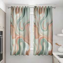 Retro Wavy Stripe Curtains, Sage & Terracotta Drapes, Modern Abstract Window Panels, Mid Century Style Custom Size Curtains - thumbnail 3