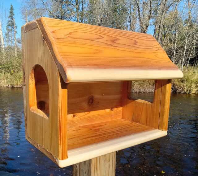 Large Fence, Post, Or Tree Mount See Through Squirrel Feeder Cedar Wood - image 1
