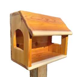 Large Fence, Post, Or Tree Mount See Through Squirrel Feeder Cedar Wood - thumbnail 3