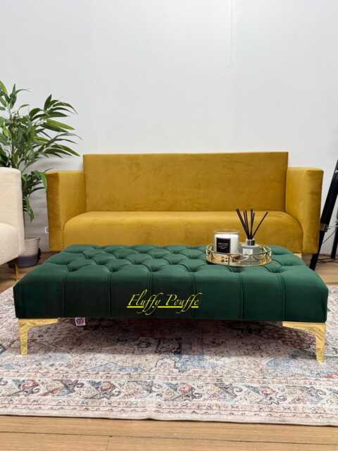 Handmade Chesterfield Velvet Footstool Luxury Ottoman Coffee Table - image 1