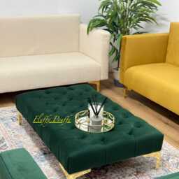 Handmade Chesterfield Velvet Footstool Luxury Ottoman Coffee Table - thumbnail 2