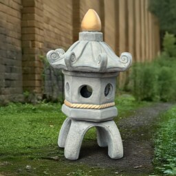 Outdoor Pagoda Statue Concrete Lantern Figurine Cement Sculpture Japanese Ornament Zen Garden Decoration Lover Gift - thumbnail 4