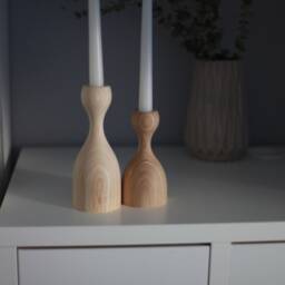 Handmade Ash Wood Candlestick Set Scandinavian Rustic Home Decor - thumbnail 3