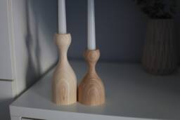 Handmade Ash Wood Candlestick Set Scandinavian Rustic Home Decor - thumbnail 1