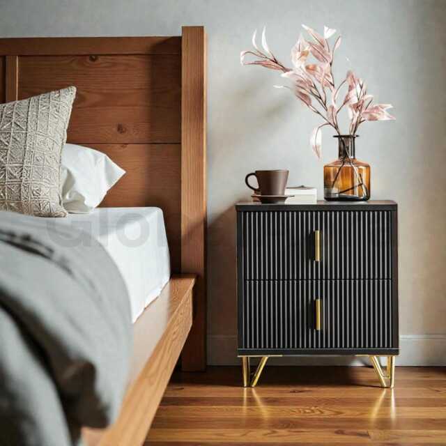 Set Of 2 Bedside Tables With Drawers, Nightstand For Bedroom Storage, Modern Side Living Room, Small End Pair - image 1