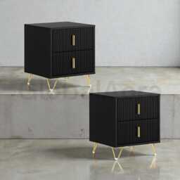 Set Of 2 Bedside Tables With Drawers, Nightstand For Bedroom Storage, Modern Side Living Room, Small End Pair - thumbnail 2