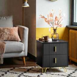 Set Of 2 Bedside Tables With Drawers, Nightstand For Bedroom Storage, Modern Side Living Room, Small End Pair - thumbnail 4