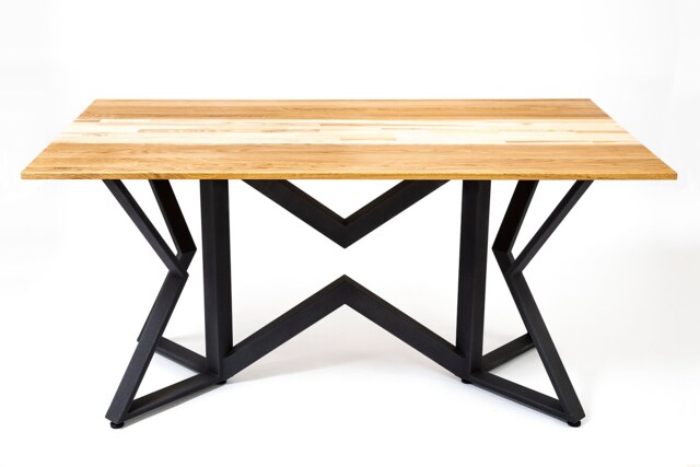 Industrial Style Dining Table Libra, Unique Top Furniture, Stable, Adjustable Table Legs, Ergonomic Design, Oak & Ash Tree - image 1