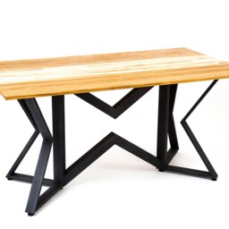 Industrial Style Dining Table Libra, Unique Top Furniture, Stable, Adjustable Table Legs, Ergonomic Design, Oak & Ash Tree - thumbnail 2