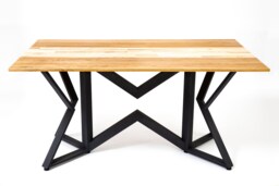 Industrial Style Dining Table Libra, Unique Top Furniture, Stable, Adjustable Table Legs, Ergonomic Design, Oak & Ash Tree - thumbnail 1