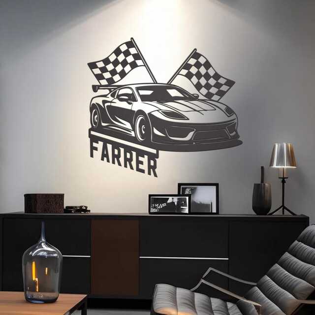 Custom Racing Metal Wall Art With Led Lights, Personalized Car Sign, Garage Decor - image 1