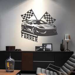 Custom Racing Metal Wall Art With Led Lights, Personalized Car Sign, Garage Decor - thumbnail 1