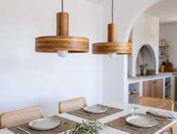Walnut Lighting Fixture For Dining Room, Kitchen Island Pendant Light, Mid Century Hanging Lamp