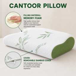 Contoor Pillow Bamboo Memory Foam Orthopedic Back, Neck Shoulder Support 40cmx60cm - thumbnail 2
