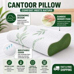 Contoor Pillow Bamboo Memory Foam Orthopedic Back, Neck Shoulder Support 40cmx60cm - thumbnail 3