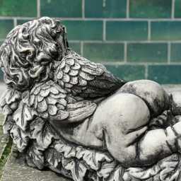 Outdoor Angel Figure Concrete Baby Statue Cement Sleeping Sculpture Stone Memorial Children Ornament Easter Lover Gift Yard Art - thumbnail 2