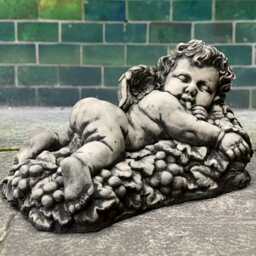Outdoor Angel Figure Concrete Baby Statue Cement Sleeping Sculpture Stone Memorial Children Ornament Easter Lover Gift Yard Art - thumbnail 1