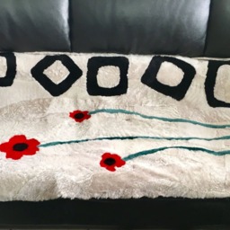 Beautiful Cream Color With Flowers Sheepskin Mat Luxury Rug - thumbnail 4