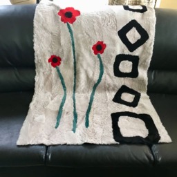 Beautiful Cream Color With Flowers Sheepskin Mat Luxury Rug - thumbnail 3