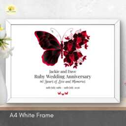 Personalised 40Th Wedding Anniversary Framed Print Ruby Gift - A4 Or A3 Size - thumbnail 2