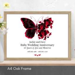 Personalised 40Th Wedding Anniversary Framed Print Ruby Gift - A4 Or A3 Size - thumbnail 1