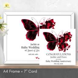 Personalised 40Th Wedding Anniversary Framed Print Ruby Gift - A4 Or A3 Size - thumbnail 4