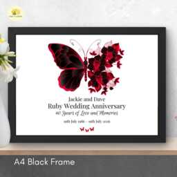 Personalised 40Th Wedding Anniversary Framed Print Ruby Gift - A4 Or A3 Size - thumbnail 3