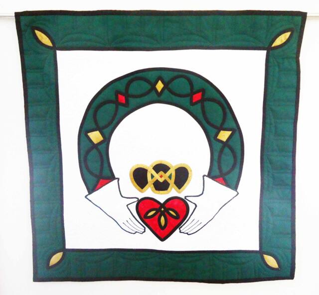 Irish Claddagh Celtic Knot Quilt Quilted Wall Hanging Art - image 1