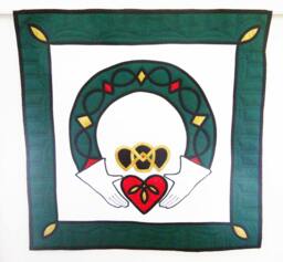Irish Claddagh Celtic Knot Quilt Quilted Wall Hanging Art - thumbnail 1