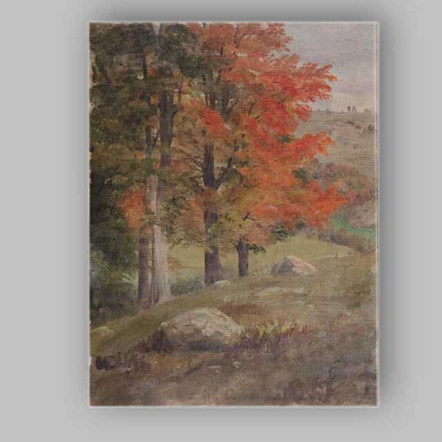 Autumn Forest Trees Warm Rustic Landscape Oil Painting Canvas Wall Art Print Decor Picture Ready To Hang - image 1