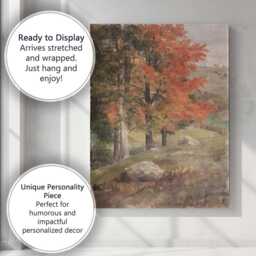 Autumn Forest Trees Warm Rustic Landscape Oil Painting Canvas Wall Art Print Decor Picture Ready To Hang - thumbnail 3