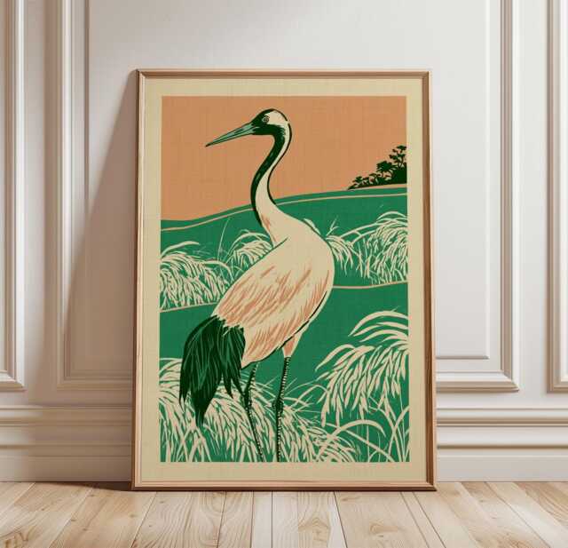 Heron Poster, Wetland Bird Print, Marsh Nature Wall Art - image 1