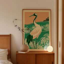Heron Poster, Wetland Bird Print, Marsh Nature Wall Art - thumbnail 2