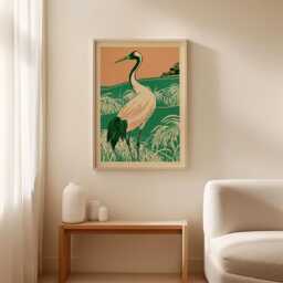 Heron Poster, Wetland Bird Print, Marsh Nature Wall Art - thumbnail 3