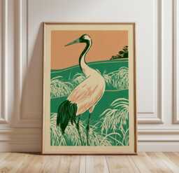 Heron Poster, Wetland Bird Print, Marsh Nature Wall Art - thumbnail 1