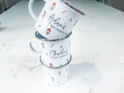 Personalised Kids Christmas Mug Fairy Cup Hot Chocolate Eve Filler, Boy, Girl Camping Enamel