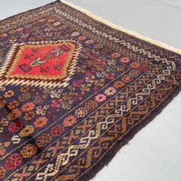 3x5 Accent Rug - Navy Blue & Red Tribal Design Hand-Knotted Wool Rug, Vegetable Dyed, Perfect For Living Room, Bedroom, Kitchen, Kids Room - thumbnail 3