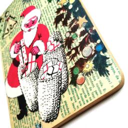 Vintage Christmas Wall Plaque, French Fifties Illustration, Retro Christmas, Vintage Decoration, Gift, Santa Clause - thumbnail 2