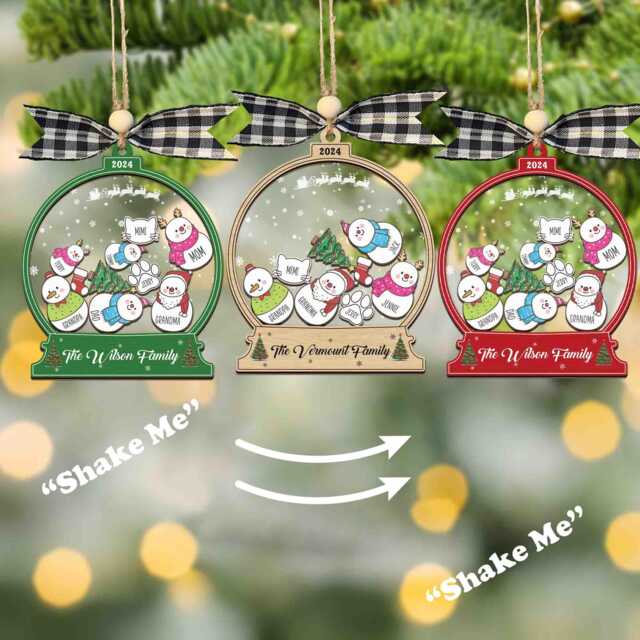 Custom Gingerbread Family Christmas Ornament 2024, Names Snowman Ornament, Tree Gift - image 1