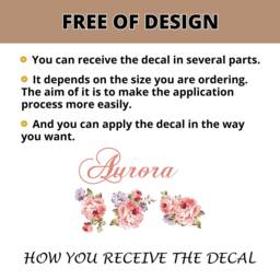 Girl Name Wall Stickers Nursery, Rose Peony Decals Toddler Room, Floral Decal Princess Bedroom, Custom Flowers Sticker - thumbnail 4