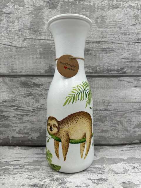 Sloth Vase Decoupage Vase, Gift, Flowers, Sloths, Sloth Gifts - image 1