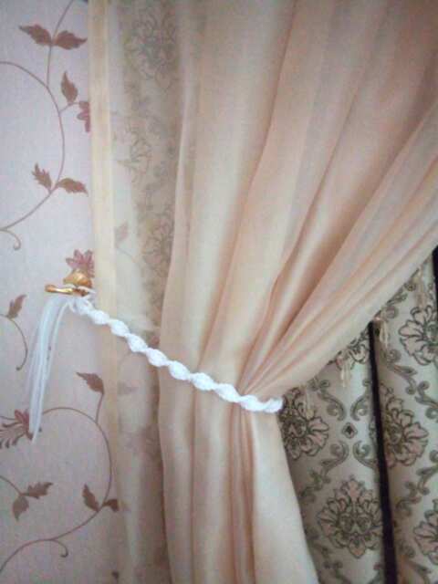 White Macrame Garter For Curtains 24 Inches - Pendant Curtains Gift Idea Beautiful Decor Hangers - image 1
