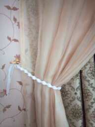 White Macrame Garter For Curtains 24 Inches - Pendant Curtains Gift Idea Beautiful Decor Hangers - thumbnail 1
