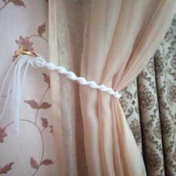White Macrame Garter For Curtains 24 Inches - Pendant Curtains Gift Idea Beautiful Decor Hangers - thumbnail 2