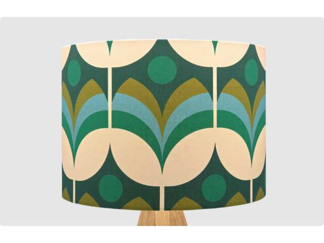 Retro Green Cream Flower Lampshade Table Floor Lamp Ceiling Pendant Small Medium Large 15cm 20cm 25cm 30cm 35cm 40cm Fabric Drum Light Shade - image 1