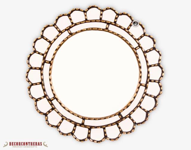 "Decorative Accent Gold Round Mirror For Wall 17.7In ""Cuscaja Gold" - image 1